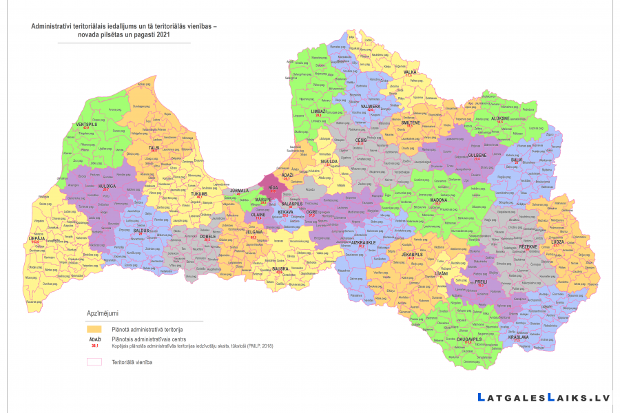 VARAM prezentēja Latvijas karti ar 35 pašvaldībām