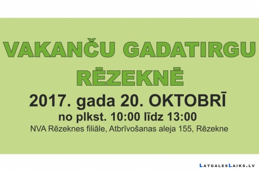 20. oktobrī Rēzeknē – NVA Vakanču gadatirgus