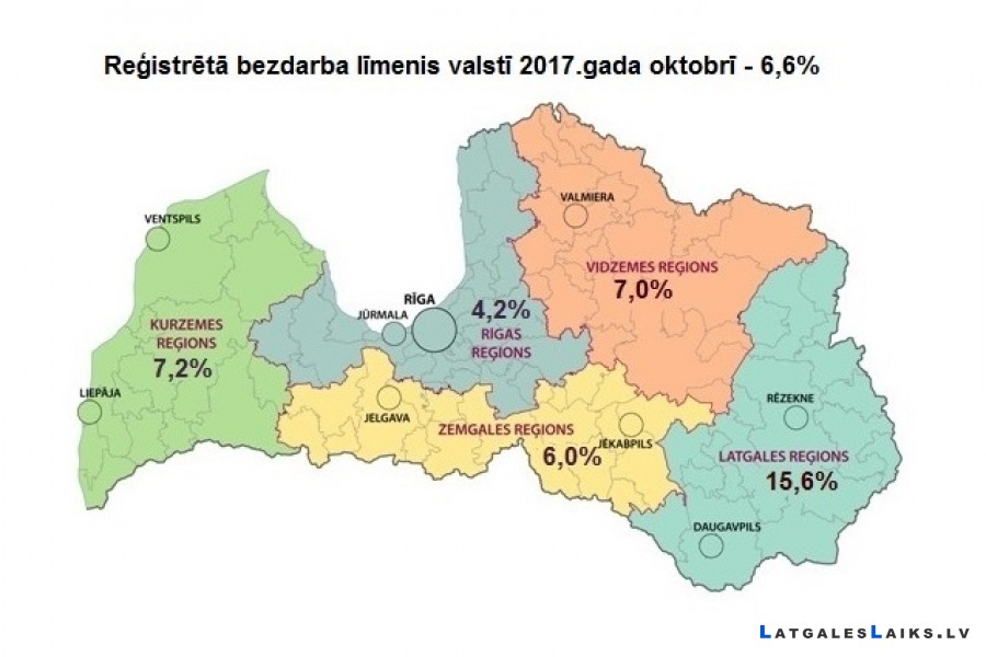 Bezdarba līmenis Latvijā oktobrī palicis nemainīgs – 6,6%