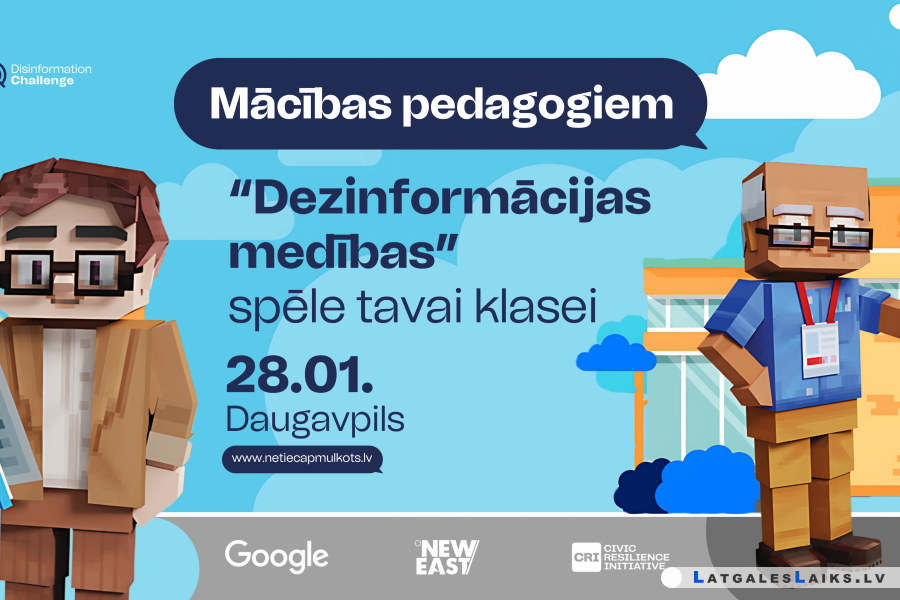 Aicinājums skolotājiem piedalīties bezmaksas pasākumā Daugavpilī — prezentācijā un apmācībā par medijpratības spēli “Dezinformācijas medības”