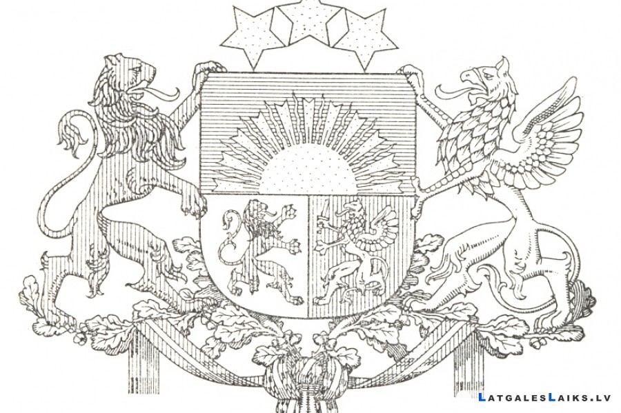 Vienības namu rotās Latvijas ģerbonis