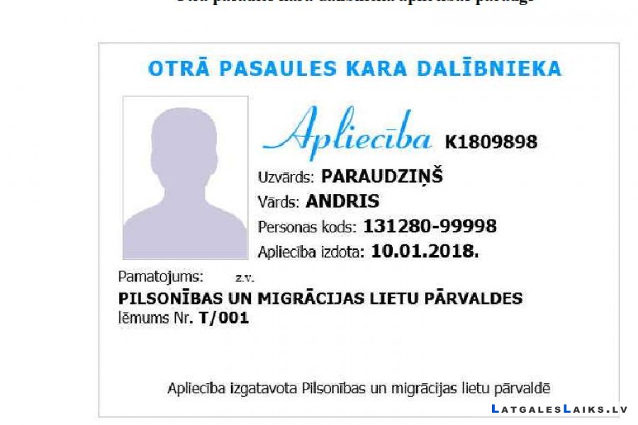 No 1. augusta varēs saņemt Otrā pasaules kara dalībnieku apliecības
